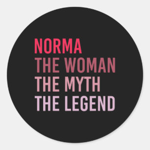 Pegatina Redonda Norma La Mujer Mito Leyenda Nombre Personalizado B