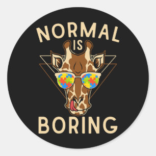 Pegatina Redonda Normal es aburrido autismo Conciencia Girafa