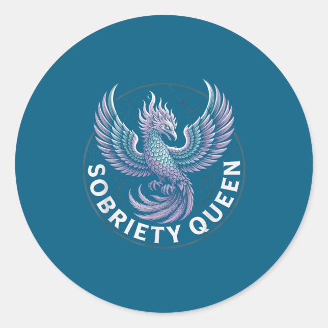 Pegatina Redonda Normalize Sobriety Queen Sober Recovery (Anverso)