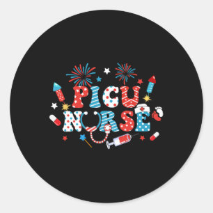 Pegatina Redonda Norteamérica Fuegos artificiales Picu Picu Enferme