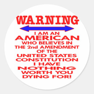 Pegatina Redonda Norteamericano blanco de 2ª enmienda