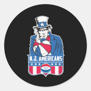 Pegatina Redonda Norteamericanos de Nueva Jersey Tío Sam