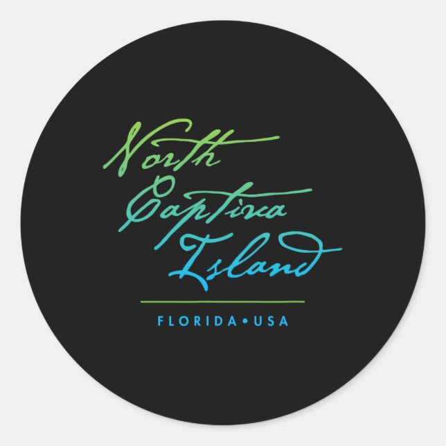 Pegatina Redonda North Captiva Island Florida  (Anverso)