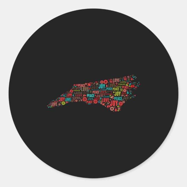 Pegatina Redonda North Carolina Happy Holidays  (Anverso)