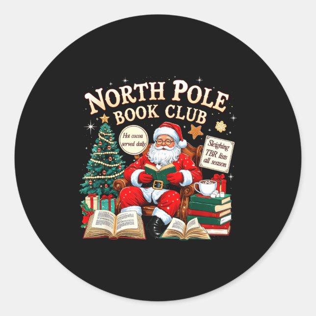 Pegatina Redonda North Le Book Club Cozy Christmas Reading Gift  (Anverso)