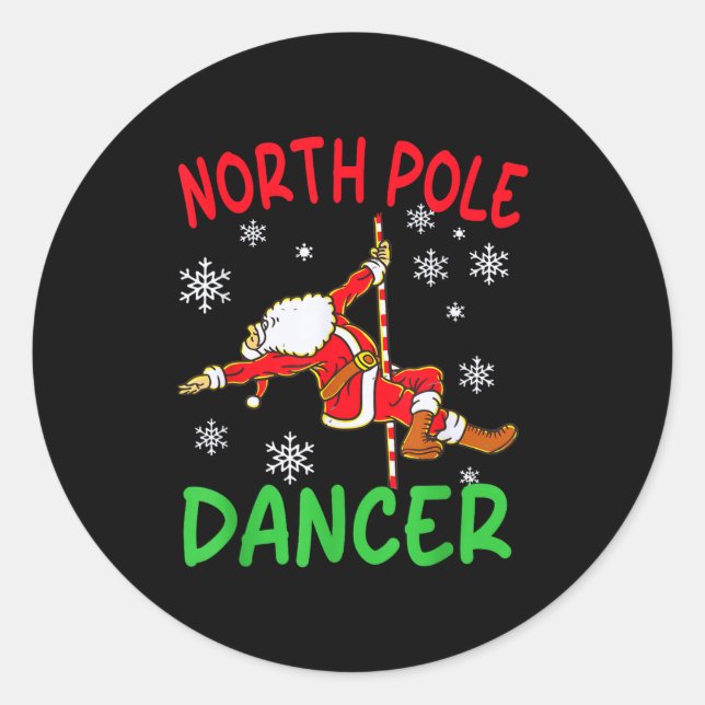 Pegatina Redonda North Le Dancer Funny Santa Joke  (Anverso)