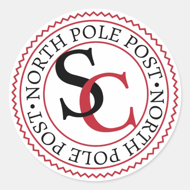 Pegatina Redonda North Pole Post Santa Claus (Anverso)