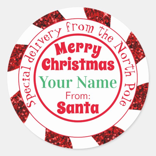 Pegatina Redonda North Pole Santa Special Delivery Classic Round St (Anverso)