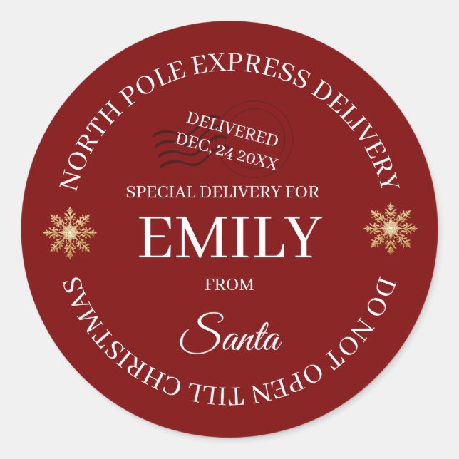 Pegatina Redonda North Pole Special Delivery Stickers (Anverso)