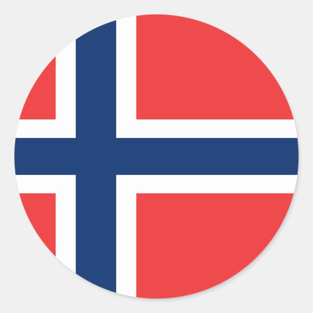 Pegatina Redonda Noruega, bandera (Anverso)