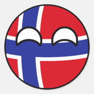 Pegatina Redonda Noruega Geeky que tiende divertida Countryball