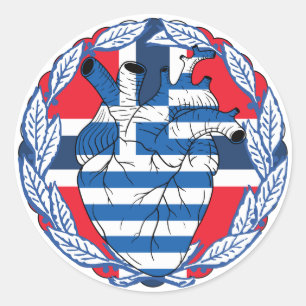 Pegatina Redonda Noruega Noruega Independencia griega Grecia