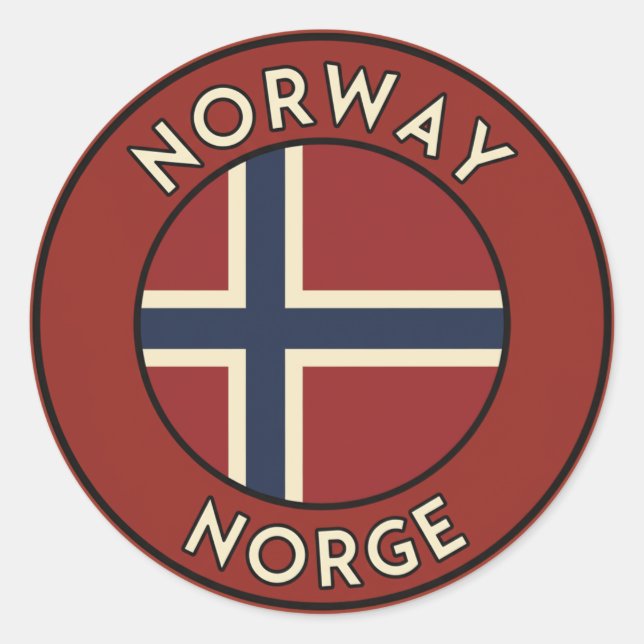 Pegatina Redonda Noruega Norway (Anverso)