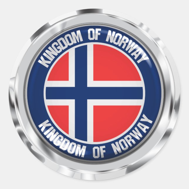 Pegatina Redonda Noruega redonda Emblem (Anverso)