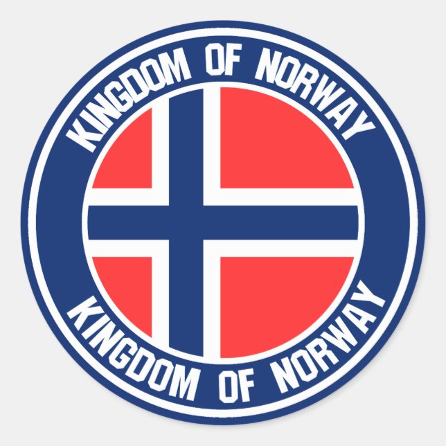 Pegatina Redonda Noruega redonda Emblem (Anverso)