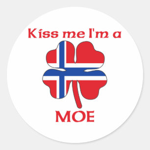 Pegatina Redonda Noruegos personalizada me besan que soy Moe