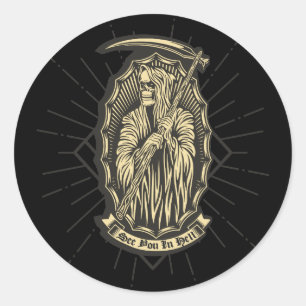 Pegatina Redonda Nos vemos en el infierno