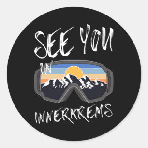 Pegatina Redonda Nos vemos en Innerkrems Kärnten Vacation Ski Goggl