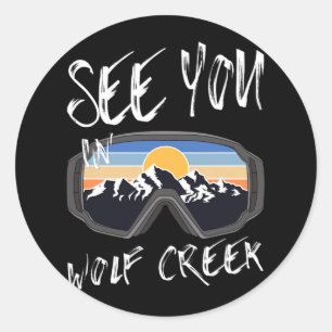 Pegatina Redonda Nos Vemos En Wolf Creek Usa Vacation Ski Goggles