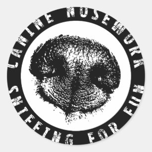 Pegatina Redonda Nosework canino, esnifando por diversión