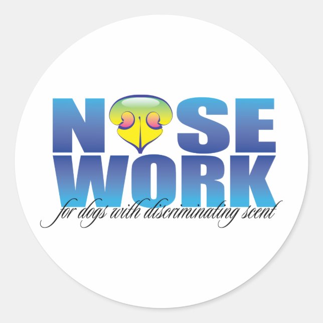 Pegatina Redonda Nosework para perros con olor discriminatorio (Anverso)