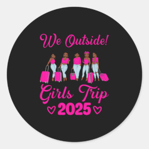 Pegatina Redonda Nosotras Fuera Viaje de Chicas 2025 Mujeres Afro N