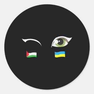 Pegatina Redonda Nosotros Apoyamos A Ucrania Bandera De Palestina B
