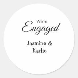Pegatina Redonda Nosotros somos pareja comprometida nombre romántic