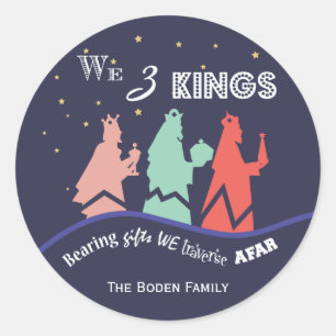 Pegatina Redonda Nosotros tres reyes   Pegatinas Blue Holiday