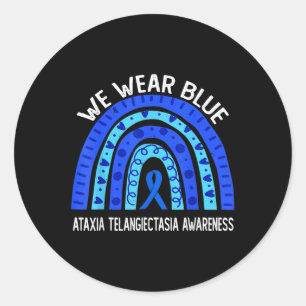 Pegatina Redonda Nosotros usamos azul para la conciencia de Ataxia
