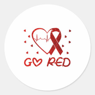 Pegatina Redonda Nosotros Usamos Rojo En Febrero Vistamos De Rojo C