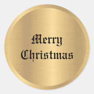 Pegatina Redonda Nostálgico estilo antiguo Feliz Navidad Textos Vin