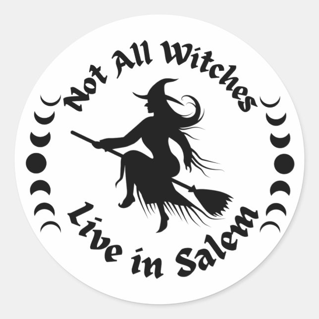 Pegatina Redonda Not All Witches Live in Sale Classic Round Sticke (Anverso)