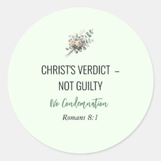 Pegatina Redonda Not Guilty in Christ – Christian Affirmation Stick