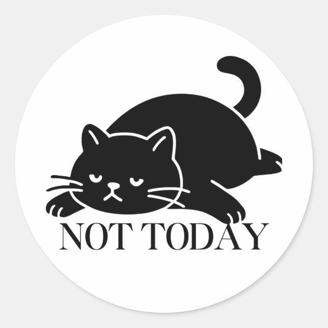 Pegatina Redonda Not Today Holiday Mood Black Cat Sticker (Anverso)