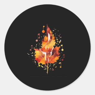 Pegatina Redonda Nota de música Cae Sale del Día de Acción de Graci