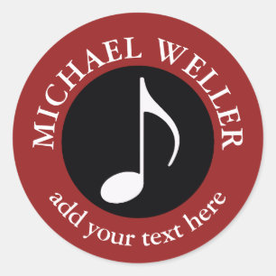 Pegatina Redonda nota musical de add-name