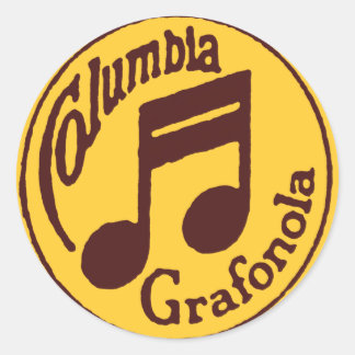 Pegatina Redonda Nota musical de Grafonola de Columbia Vintage