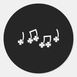 Pegatina Redonda Nota Musical Día de San Patricio Irlandés Divertid