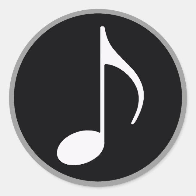 Pegatina Redonda nota musical ~ negro (Anverso)