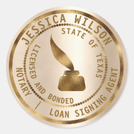 Pegatina Redonda Notario Agente de firma de préstamos públicos Vola