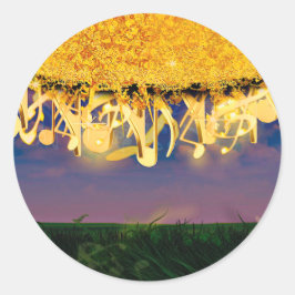 Pegatina Redonda Notas brillantes del oro