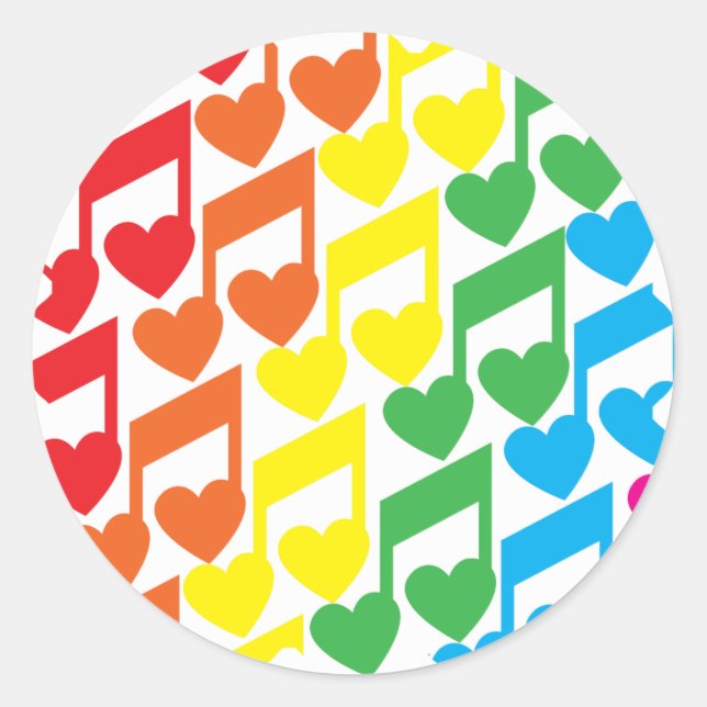 Pegatina Redonda Notas de amor (Anverso)