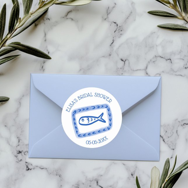 Pegatina Redonda Notas de Amor de Pez Marino Bonito REGALO PERSONAL (LoveNotes from Sea Cute Fish CUSTOM Bridal Shower Classic Round Sticker
)