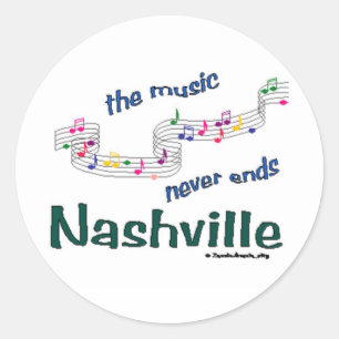 Pegatina Redonda Notas de la música de Nashville