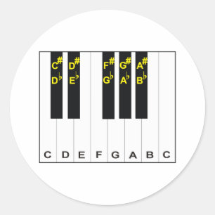 Pegatina Redonda Notas de piano