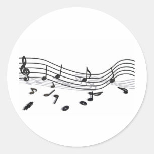 Pegatina Redonda Notas, música