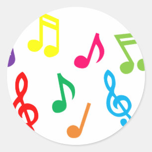 Pegatina Redonda Notas musicales