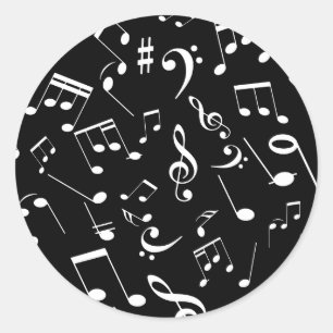 Pegatina Redonda Notas musicales 2