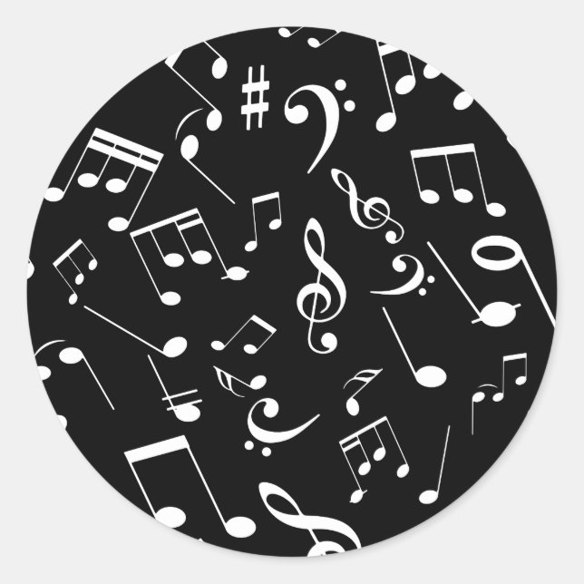 Pegatina Redonda Notas musicales 2 (Anverso)